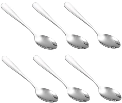 Kaffeskedar i rostfritt stål, dessertskedar, 12 cm spegelpolerade teskedar, 6 st små skedar för efterrätt, te, förrätt, teskedar, miniskedar, små skedar