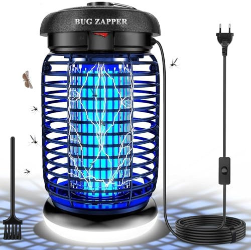 WUEAOA lampada antizanzare elettrica Cable de 3m, 4200V 15W UV Zanzariera Elettrica con 9W Led lampada, Alto-efficiente, Non tossico e inodore, IPX4, lampada zanzare per interni ed esterni