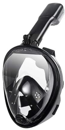 Tauchmasken Unterwasser Scuba Anti Fog Volle Gesicht Tauchen Maske Schnorcheln Atemwege Masken Sicher Wasserdicht Schwimmen Vollgesichtsmaske(Black SM)
