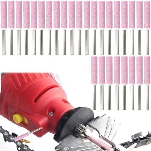 Veesper 24PCS Diamond Chainsaw Sharpener Bits, 4.8mm Grinding Burr Stone File Set, High-Precision Sharpening Tool for Chainsaw & Blade Maintenance