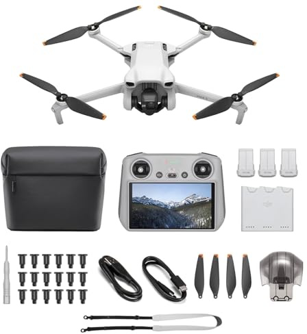 DJI Mini 3 Fly More Combo Bundle(con DJI RC) – Mini Drone con Fotocamera Pieghevole e Leggero con Video in 4K HDR, Autonomia di 38 Minuti, Riprese Verticali Native e Funzioni Intelligenti, C0