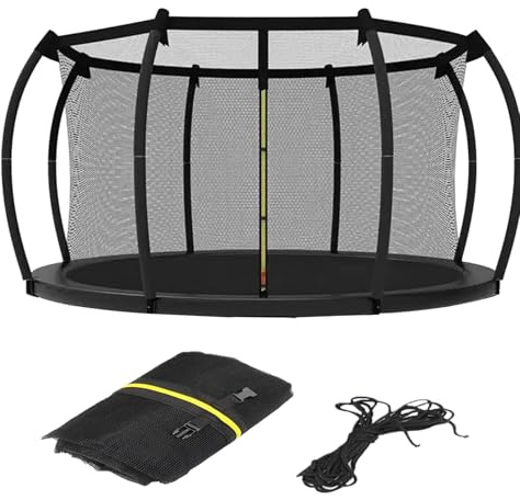 Trampolin Sicherheitsnetz, Ø 305 cm Ersatznetz innenliegend mit Reißverschluss und Schnallen, UV-beständig Trampolin Netz, Trampolinersatznetz für 6/8 Stangen Gartentrampolin