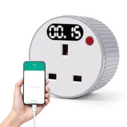 DEWIN WIFI Smart Mechanical Timer Plug Socket, TUYA APP Control Single Paddle 15 Minutes 24 Hour Countdown Timer LED Display AC240V 13A 3120W UK Standard Socket for Lights Lamp and Home Appliances