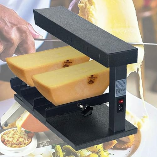 BGVYFXEZ Máquina eléctrica para derretir Queso para raclette, derretidor de Queso Comercial de 650 W, 2 Piezas de Media Rueda de Queso inclinable y Ajustable, Calentamiento rápido multifunción