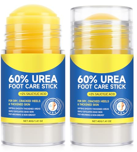 Urea Foot Cream with Salicylic Acid 2PCS – Heel Stick for Cracked Feet, Repairs Dry Rough Heels Fast, Intensive Moisturizer for Dead Skin, Hydrating Heel Balm with Urea for Smooth -Looking Feet