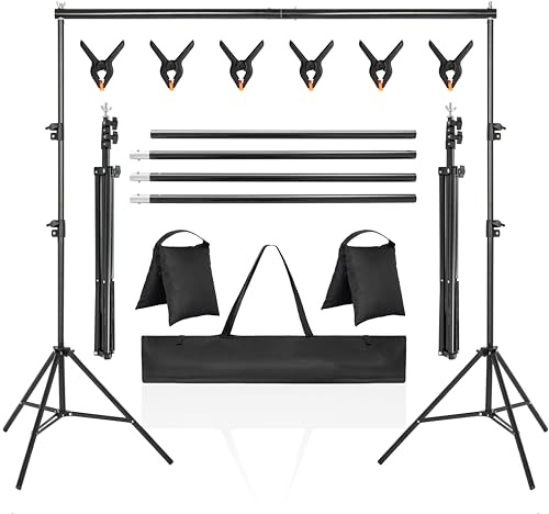 AKOZLIN Foto Hintergrund Ständer, 2x3M Verstellbar, Set mit Tragetasche