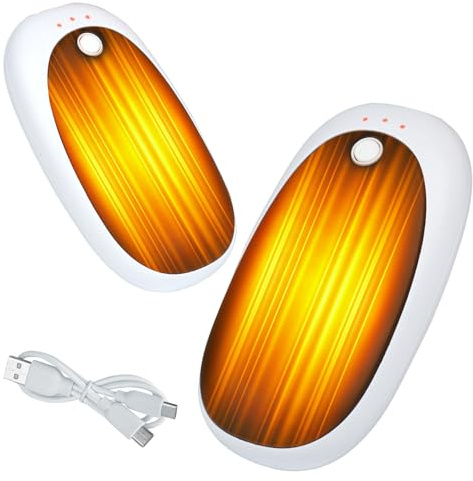Calentador de manos recargable 2 paquetes, calentador eléctrico magnético portátil 6000 mAh, tamaño de bolsillo, ultra ligero y fino, calentamiento rápido de 3 niveles, manos calientes reutilizables