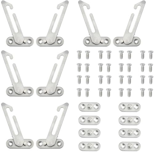 Anhoer Fenstersicherung, Sicherheitsschlösser, links und rechts, Fensterbegrenzer, Sicherheitshaken, Kindersicherung, mit Schrauben, Edelstahl, für UPVC-Fenster, 8 Stück