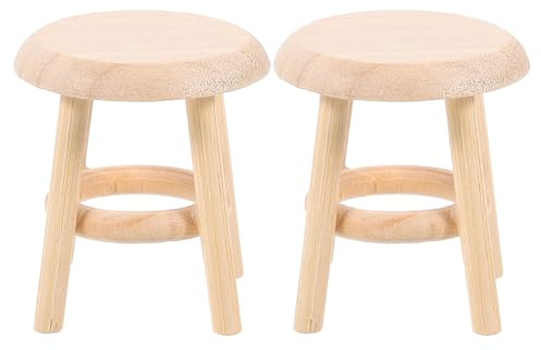 Uonlytech Lot de 2 Mini tabourets en Bois : Chaise de Bar à l'échelle 1:12 pour Maison de poupée – Petits tabourets en Bois pour Cuisine Miniature, Salon ou Accessoires de scène