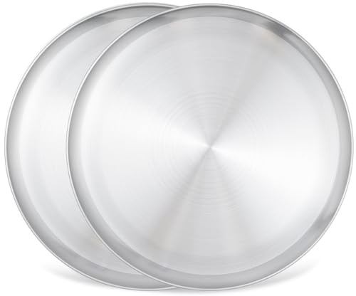 Jeffbaubl 2 Stück Pizzablech, Rund Edelstahl Pizzaform, 34x2,3 Cm | Pizza Backblech for Backen, Servieren, Aus Edelstahl, Einfach Zu Reinigen, Spülmaschinenfest, Langlebig