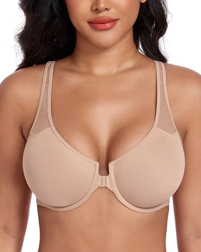 DotVol Reggiseno con Chiusura Frontale, Coppe morbide e Ferretto per Donna da Indossare Tutti i Giorni Minimizer Taglie Grandi Intimo Comodo Nudo 3E