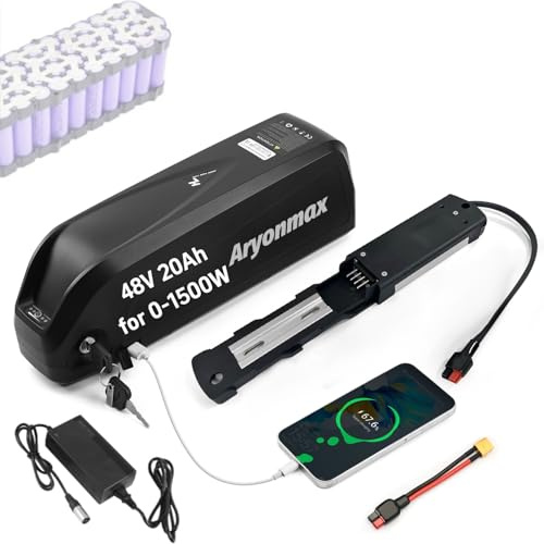 Batteria Ebike 36V 48V 52V 25Ah 20Ah 15Ah 13Ah, Batteria per Bici Elettrica Pedelec, con Base Caricabatterie e Blocco Sicurezza