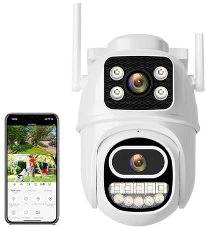 Telecamera IP WIFI da 6 MP, doppio obiettivo, schermo, telecamera di sorveglianza esterna PTZ, rilevamento umano, visione notturna, protezione sicurezza , Aiuto al monitoraggio(6MP PTZ WIFI Camera)