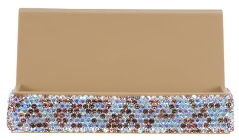 OFFSCH Strass Visitenkartenhalter Gold mit Kristallsteinen Stabiler Kartenständer aus Metall für Schreibtisch und Büro Eleganter Visitenkartenorganizer für Meetings