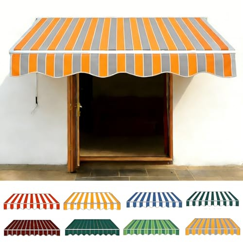 Ersatzbespannung Für Gelenkarmmarkise Und Klemmmarkise, Terrassen Markisen Ersatzstoff，Hochwertiger Markisenstoff Wasserdicht, Plus Sonnenschutz Stoff Für Draußen(Orange Gray,300x200cm)