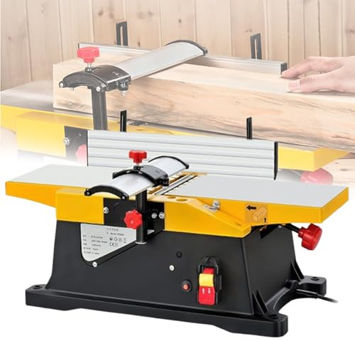 Woodworking Jointer, 6 Inch Bench Top, 12000 RPM, 3mm Cutting Depth, 1800W Electric Planer for Handwork and Small Factories