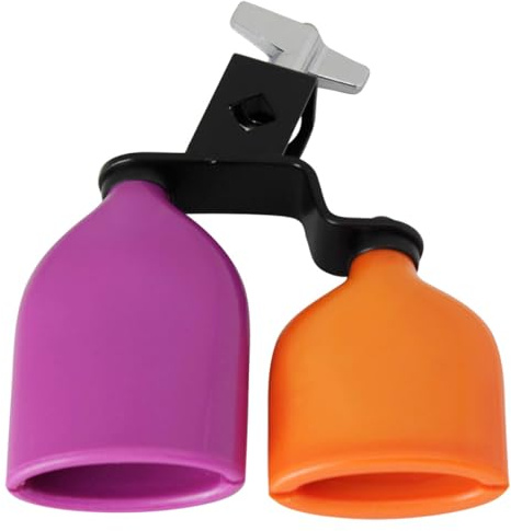 VICASKY Campanaccio a Doppio Tono Medio per Batteria, Blocco Tamburo a Percussione Leggero e Portatile, Accessorio Musicale e Strumenti a Percussione, Kit Campanaccio Viola e Arancione