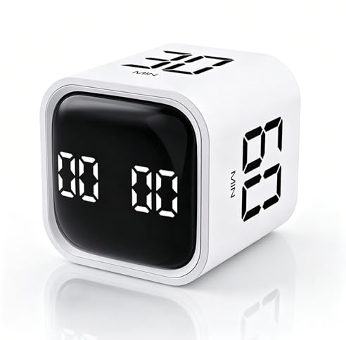 Cubo Temporizador Visual de Productividad 5/10/30/60 Minutos,USB Recargable | Vibración y Sonido de Timbre, USB-C Recargable, Timer Rotativo Digital para Cocina, Oficina, Estudio, Niños, Ejercicio