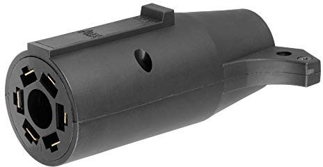 CURT 57260 7-Way RV Blade Vehicle-Side to 6-Way Round Trailer Wiring Adapter, Center Pin Auxiliary Power