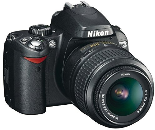 Nikon D60 Appareil photo numérique Reflex 10.2 Kit Objectif AFS DX VR 1855 mm Noir (Reconditionné)