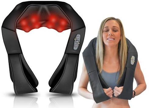 Neck Massager, Deep Tissue 3D Kneading, by Aidapt, Portable, with Heat, Shiatsu Massager for Neck, Back, Shoulder, Foot and Leg, at Home and Car, Comfort Relaxing Gifts for Women and Men (Black)