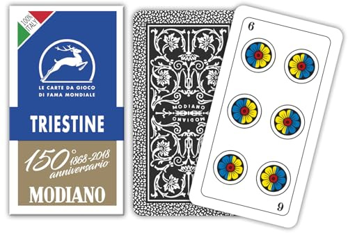 Modiano Triestine Blu 150° Anniversario – Carte da Gioco regionali triestine in cartoncino Duplex Rinforzato 410 gmq – Scopa Briscola Tresette – 100% Made in Italy