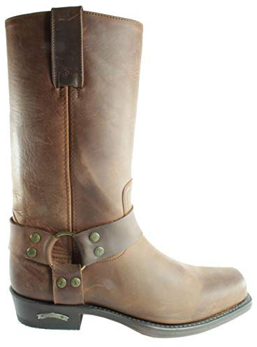 Sendra Boots 1918 Pete Marron Femmes Hommes Biker Santiag Basic Western Cowboy Botte Bout Carré Talon Légèrement Incliné Éperon Fixe Fait Main Cuir Véritable Taille 38