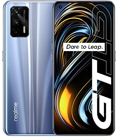 realme GT Smartphone Debloqué, Qualcomm Snapdragon 888 5G, Plein écran super AMOLED de 120Hz, Charge SuperDart de 65W, Appareil photo triple de 64MP, Dual Sim, NFC, 8+128GB, Dashing Silver