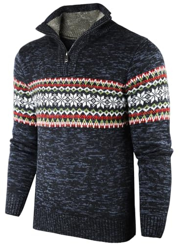Superora Herren Strickpullover Crewneck Zipper Winterpullover Pullover