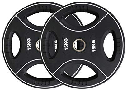 Cfty Autohantelscheiben Olympic Plates Umweltfreundlich und geschmacklos PU Eisen beschichtet, zum Gewichtheben Bodybuilding, 2 Loch Hantelscheiben(15KG/33LB x 2)