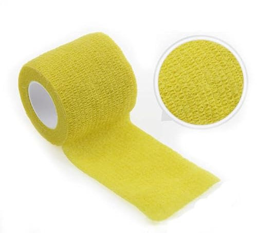 JOYDREAMDESIGN 1 Rotolo 4.8m Nastro Avvolgente Fasciatura Elastica Autoadesiva Colorata Sportiva Per Rilievi Di Supporto Del Ginocchio Dito Caviglia Palmo Spalla-Giallo,2.5cm X 4.8m