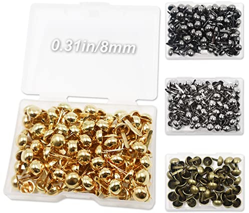 Modixun 400 Stück runde Verschlüsse, 4 Farben Papierverschlüsse mit Aufbewahrungsbox, Metallbügel, Befestigungselemente für Kunsthandwerk, Scrapbooking, DIY-Zubehör, 8 mm x 15 mm
