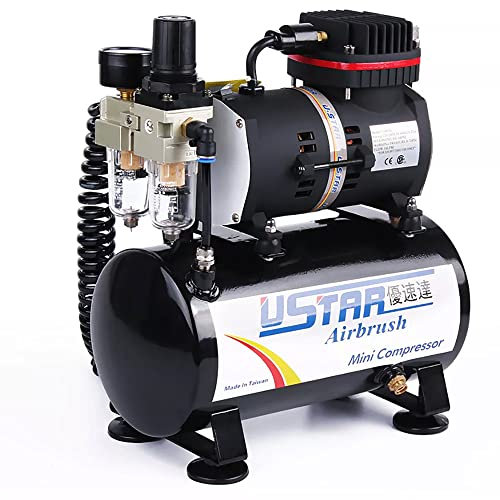 LeTkingok 220V50HZ Kit de Compresor de Aire Para Pintar Y Colorear, Tanque De Aire de 6L Para Pintar Modelos
