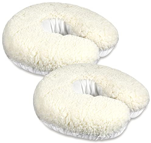 Mixweer Lot de 2 coussins de massage pour appui-tête (blanc laiteux) | 37,8 x 33 cm, polaire, housse d'appui-tête de table de massage, lit de beauté, coussin non inclus