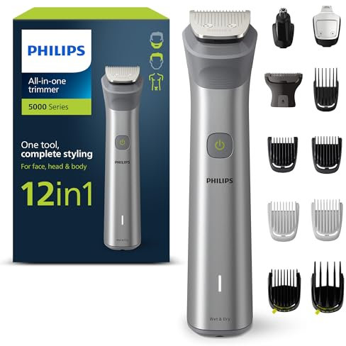 Philips Series 5000 All-in-one Rifinitore, Multigroom 12 in 1 per viso, testa e corpo, 14 impostazioni di lunghezza (0,5-16 mm). Un unico strumento, styling completo (modello MG5950/15)