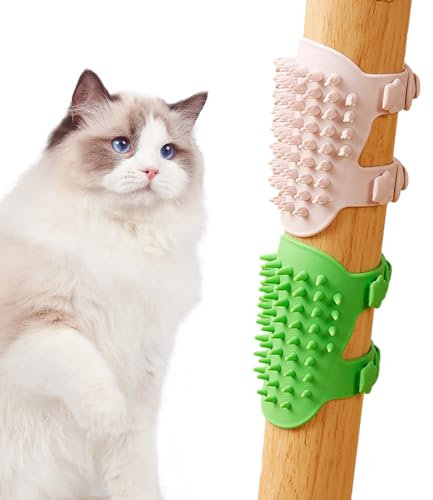 HUNYA Wand-Eckmassagekamm, Pet Groomer Katzen-Wandkratzer, Katzen-Wandkratzer, Haustier-Selbstpfleger, Wand-Eckkratzer-Friseursalon mit verstellbaren Trägern, Silikon für kurzes langes