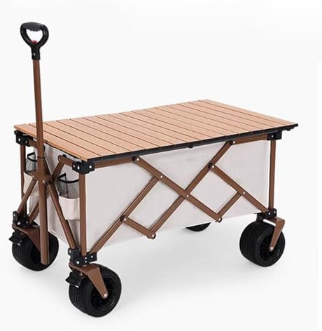 NRNQMTFZ Bollerwagen Faltbar 380L 225KG Belastbar, Gartenwagen Transportwagen,Faltbarer Bollerwagen Geländetauglich, Klappbarer Handwagen Strand Camping Einkaufen,