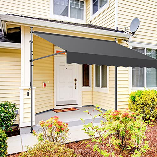 IBOWZ Markise Klemmmarkise Markise Manuell einziehbare Markise, verstellbare Pergola-Schattenabdeckung mit UV-Schutz, höhenverstellbar, einfache Installation ohne Bohren, grau, 118,1 Zoll