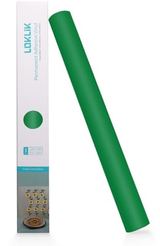 LOKLIK Self Adhesive Vinyl Roll - Permanent Vinyl for Signs, Decals & Crafts, Resistant to Outdoor Conditions & Washing - Crafting Material for Personalised Designs (Matte Green)