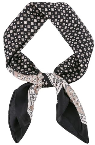 GoGou Mens Neck Scarf Silk Like Neckerchief Black Bandana