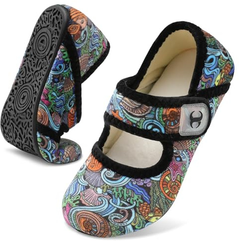 JOINFREE kvinnor män tofflor justerbara unisex husskor vinter mysiga inomhus promenadstrumpor skor, Mutileaf, 40.5 EU