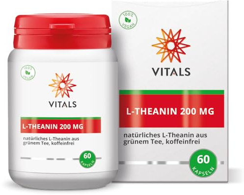 Vitals - L-Theanin 200 mg 60 Kapseln. Natürliches L-Theanin aus grünem Tee, Koffeinfrei