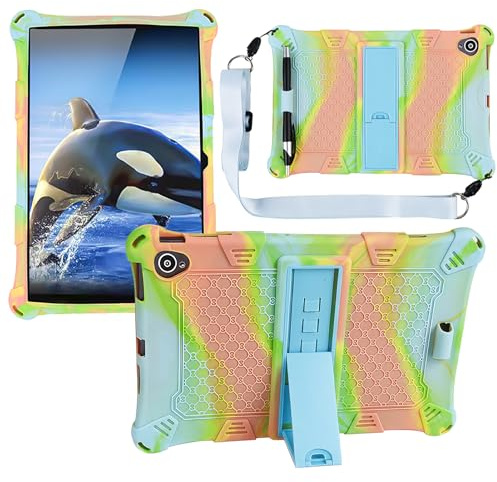 Hybrid Case, Universal Silicone Case for 10.1 inch tablet, Colorful Purple Case for P30HD、M40 SE with Pen Shoulder Strap