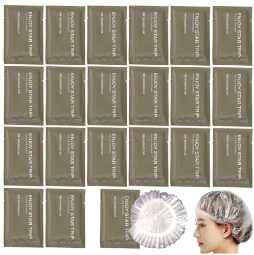 50 Stück einzeln verpackte Einweg-Duschhauben sorgen für sauber und hygienisch, wasserdichte, elastische Reise-Haarbadkappen, Mehrzweck-Duschhauben für Haarbehandlung, Salon, Spa, Hotel, Reisen