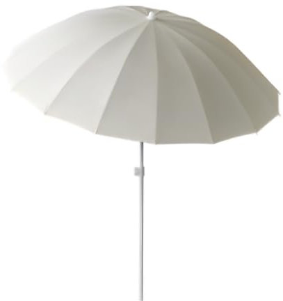 1,5m Rund Strandschirm mit Neigung Kleiner Gartenschirm für Balkon Pool 18 Rippen für Regen und UV-Schutz Höhenverstellbar Sonnenschirm Beige, beige, 180cm/5.2ft