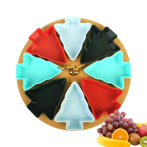 Bandeja de aperitivos para árbol de Navidad – Plato dividido de frutas secas | Material de cerámica | Platos de Navidad | Bandeja de postre festivo y aperitivos | Ideal para galletas, dulces y frutas