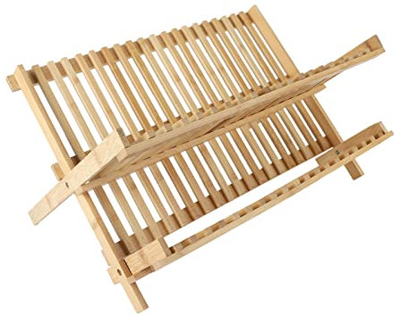 Riuulity Escurridor de Platos de Madera Plegable, Escurridor de Platos de bambú, Escurridor de Platos Creativo, Hogar para Portavasos