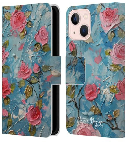 Head Case Designs Licenza Ufficiale Nature Magick Rose Macchie di Vernice Custodia Portafoglio in Pelle Compatibile con Apple iPhone 13 Mini