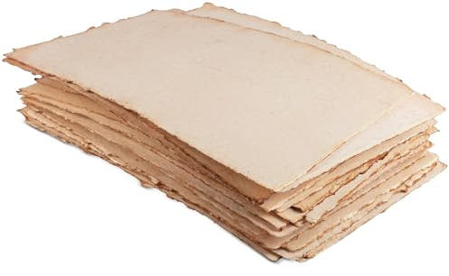Wanderings Carta per Acquerello Vintage Fatta a Mano con Bordo Irregolare – 28×43 cm – 300 GSM – Carta Anticata Pressata a Caldo per Tecniche Miste in Cotone Riciclato – 25 Fogli Sfusi