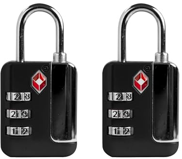 UP Security TSA-zugelassene Gepäckschlösser, kleines Zahlenschloss mit Warnanzeige, sicheres Reisezubehör für Koffer, Schränke, Schließfächer, Waffenkoffer und mehr (schwarz + schwarz)